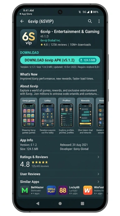 Tampilan halaman APK 6svip