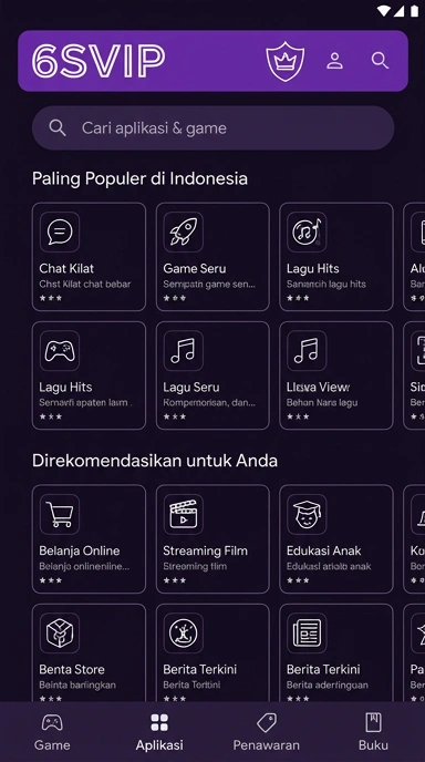 Tampilan katalog aplikasi 6svip