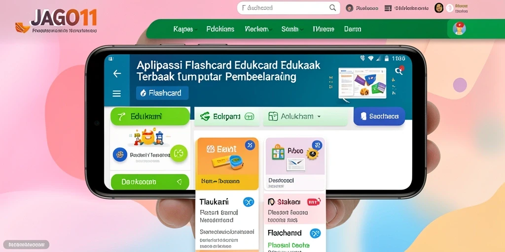 Screenshot utama JAGO11 menampilkan antarmuka pengguna aplikasi Flashcard.