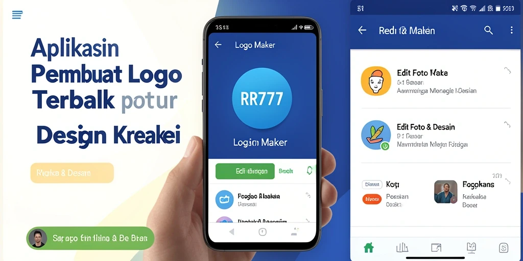 Tampilan antarmuka RR777 yang sederhana dan efektif untuk membuat logo.