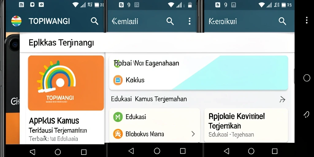Antarmuka utama aplikasi TOPIWANGI menampilkan fungsi Kamus Terjemahan yang intuitif.